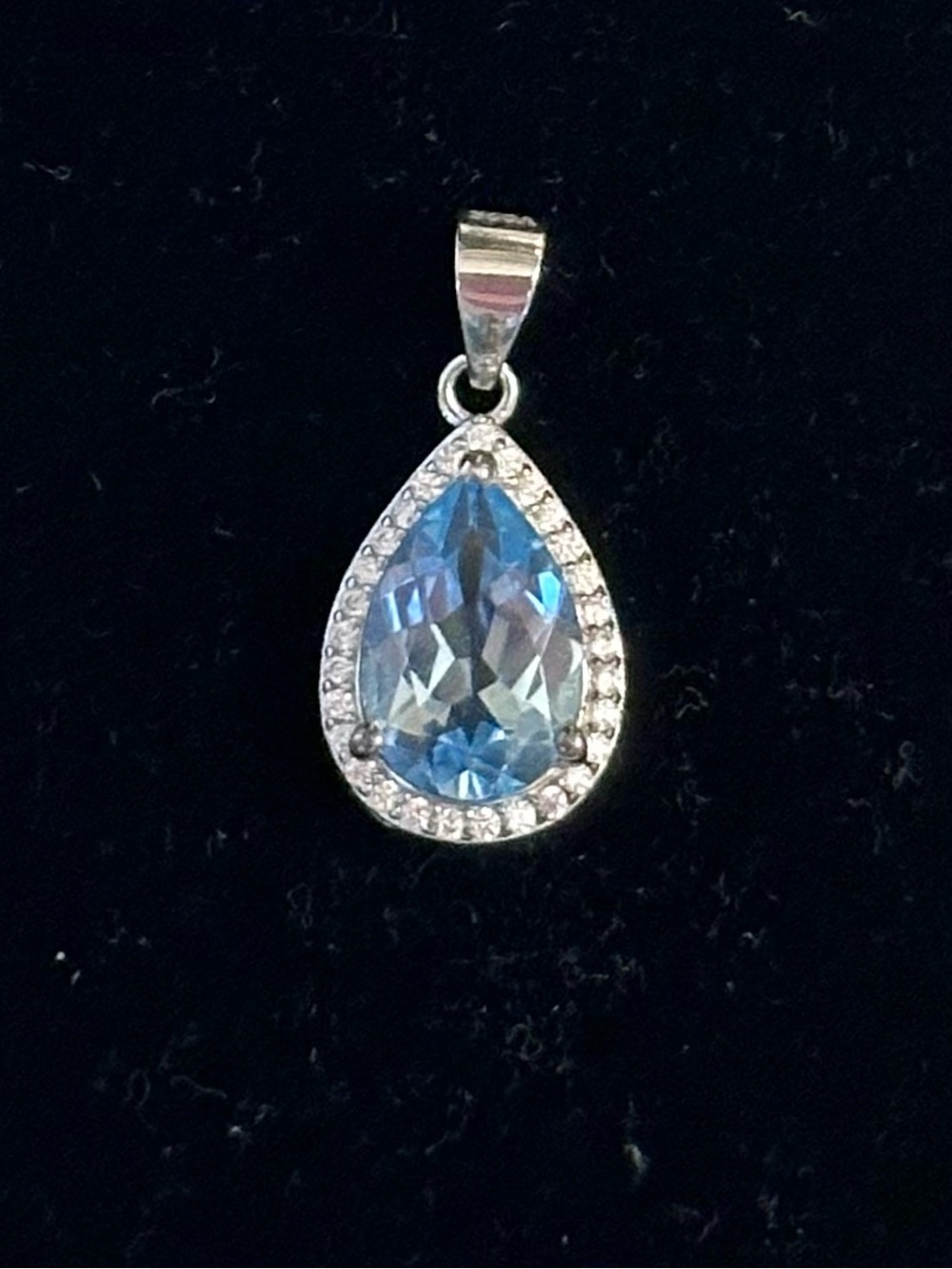 7.03 CT Blue Topaz Teardrop Pendant - Sterling